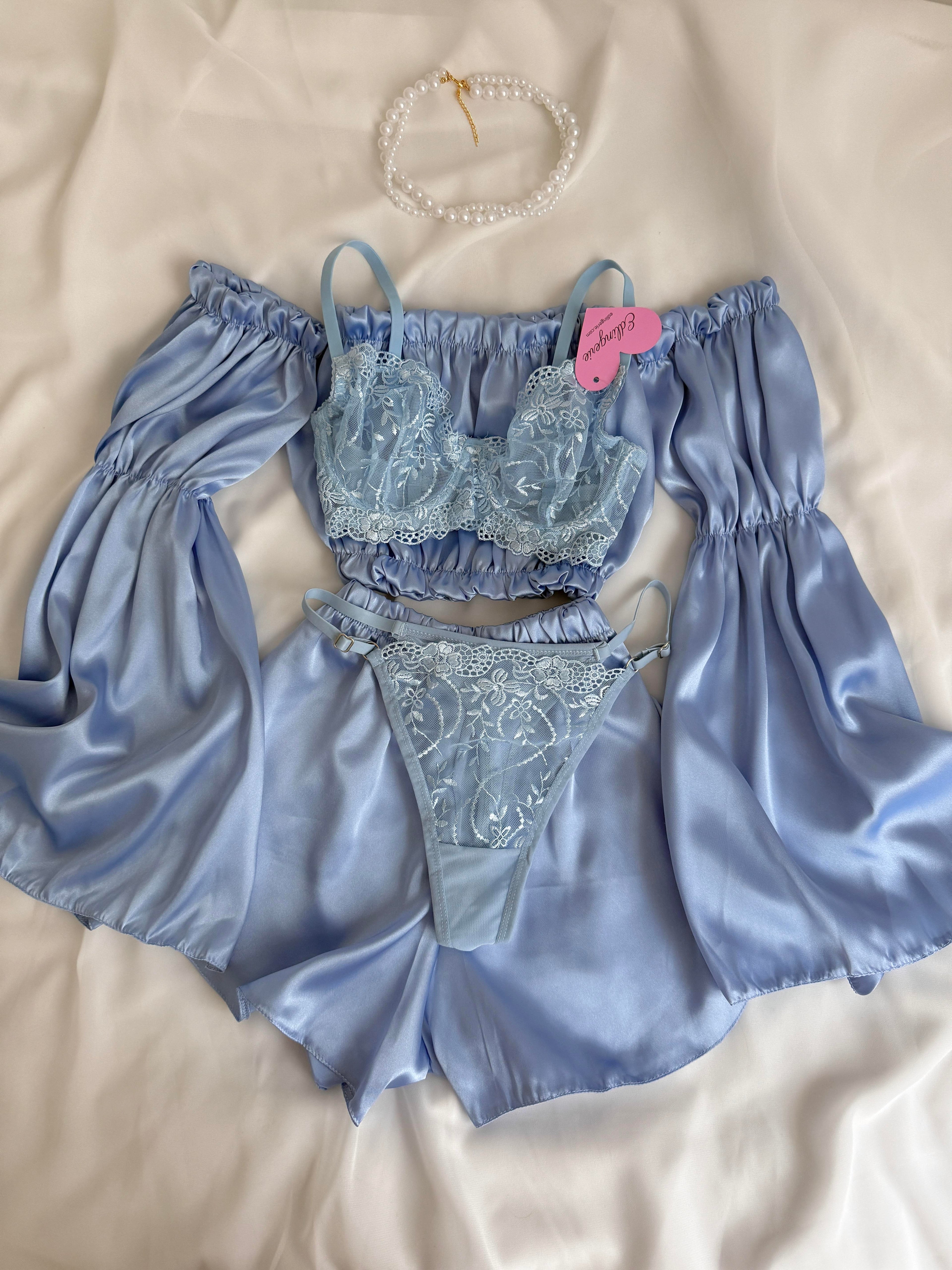 Blue Elsa & Swan Bralette Pajama Set