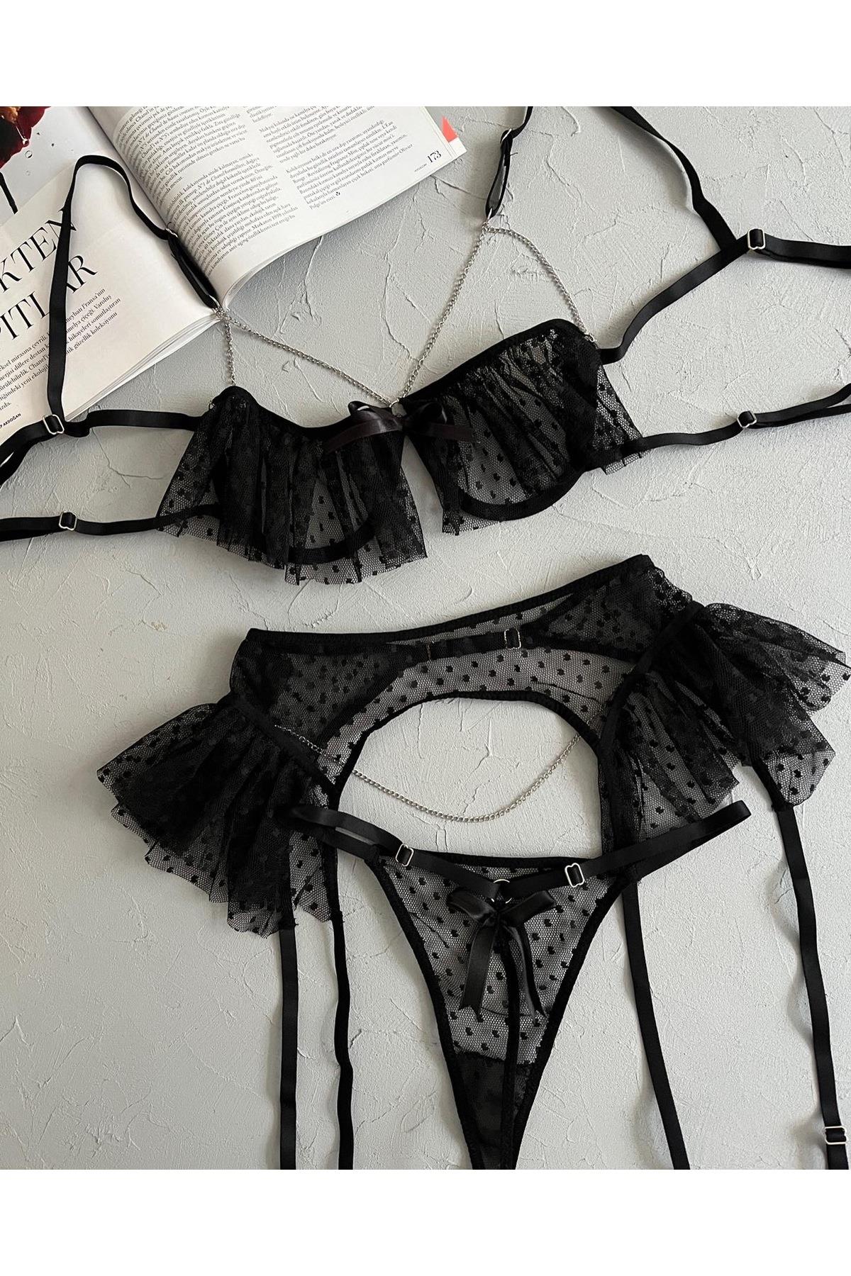 Milena Black Accessory Detail Set