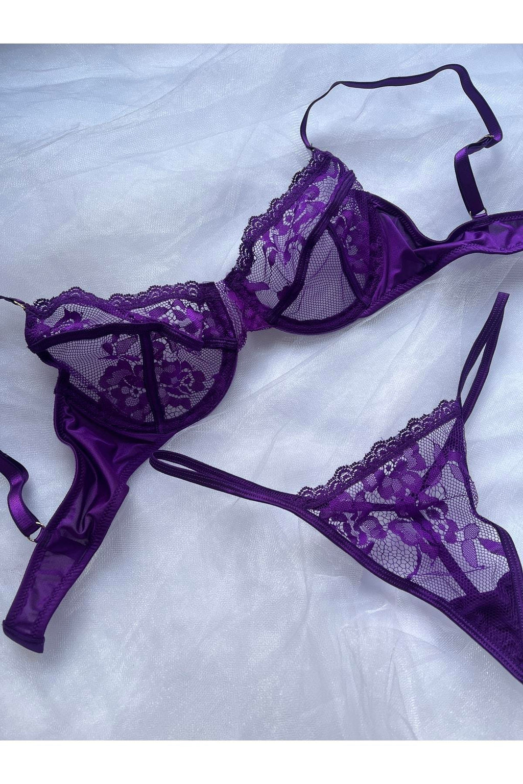 Purple Bralette & Garter Set