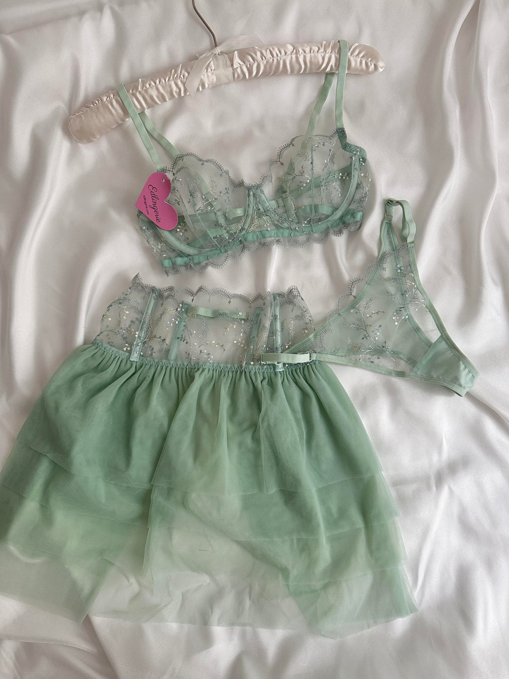Niana Mint Yeşili Etekli Bralet Takımı