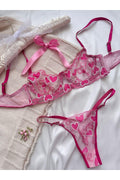 Nora Pembe Kalp Desenli Bralet Takımı