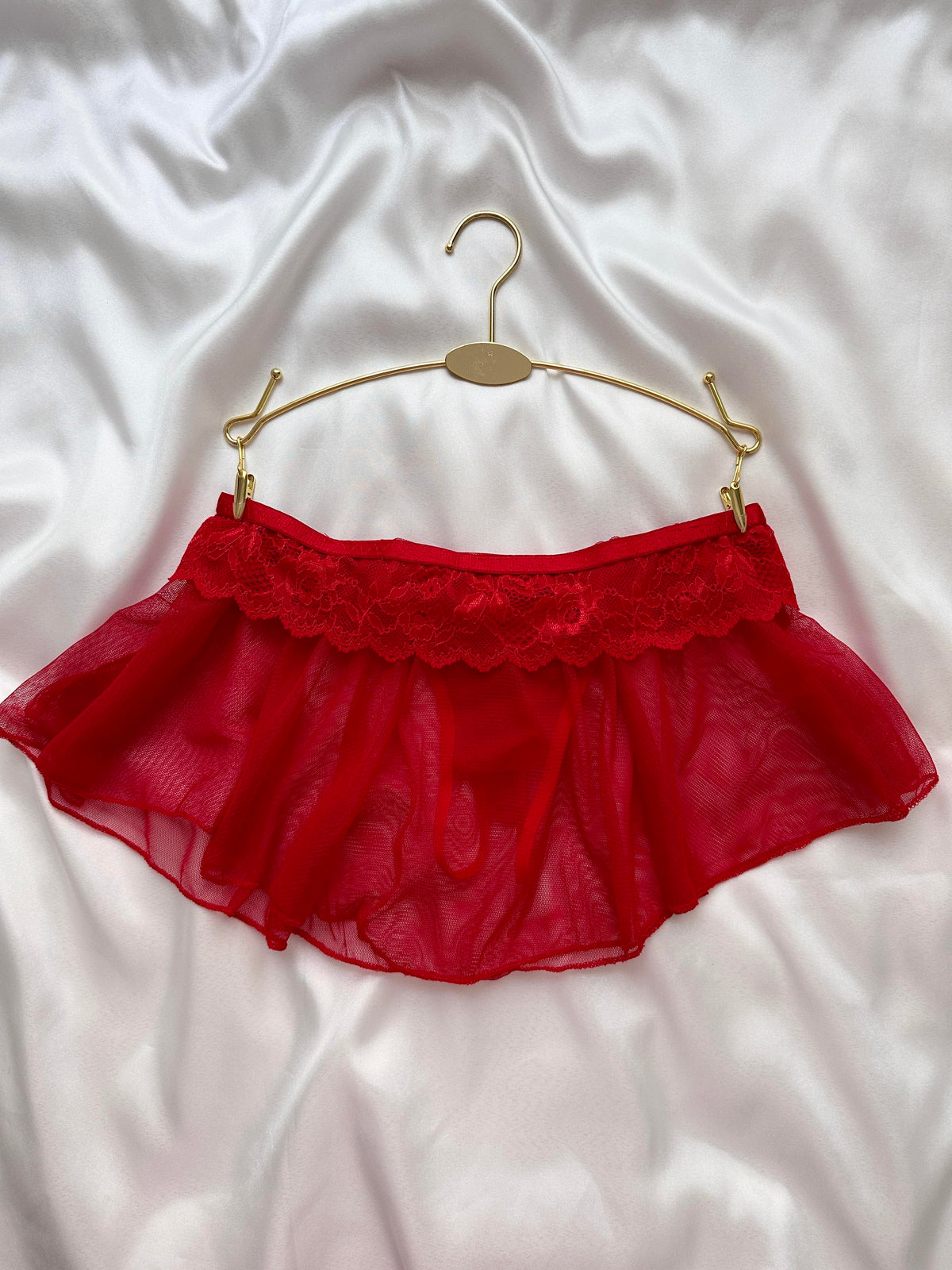 Crotch Open Tulle Skirt Panties