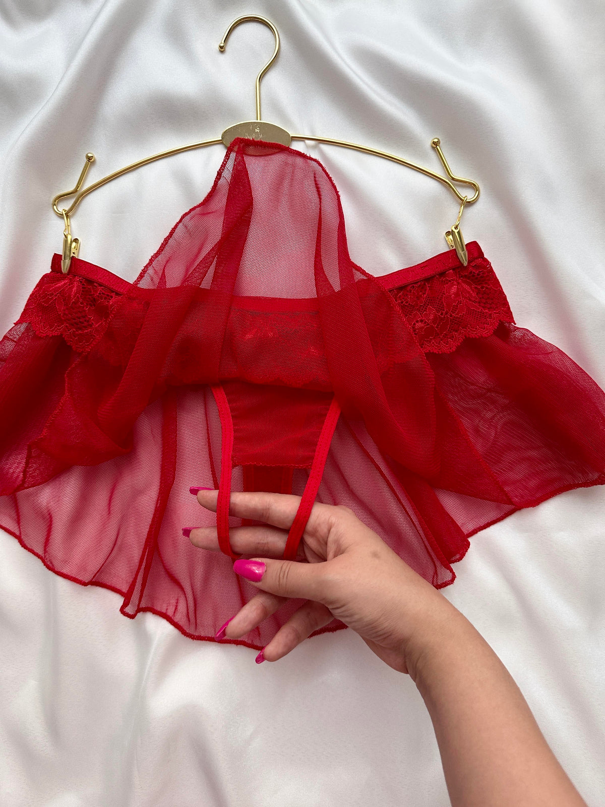 Crotch Open Tulle Skirt Panties
