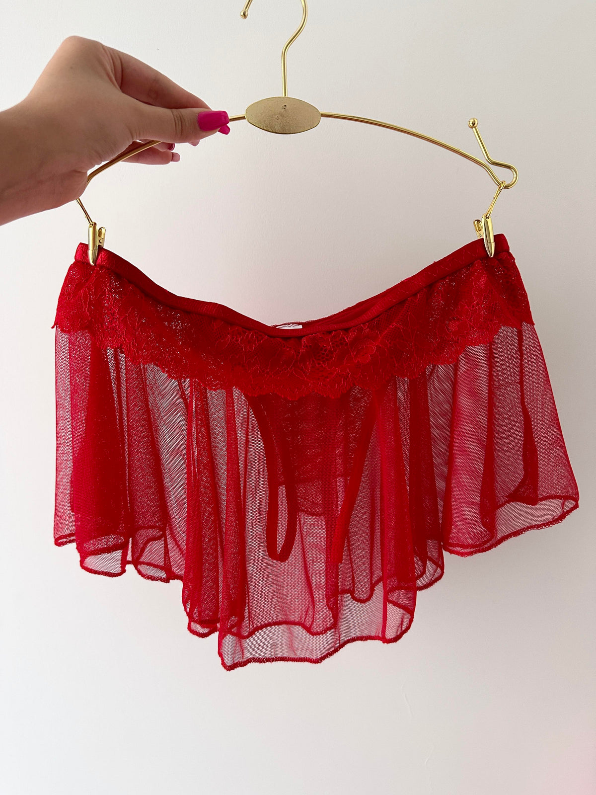 Crotch Open Tulle Skirt Panties