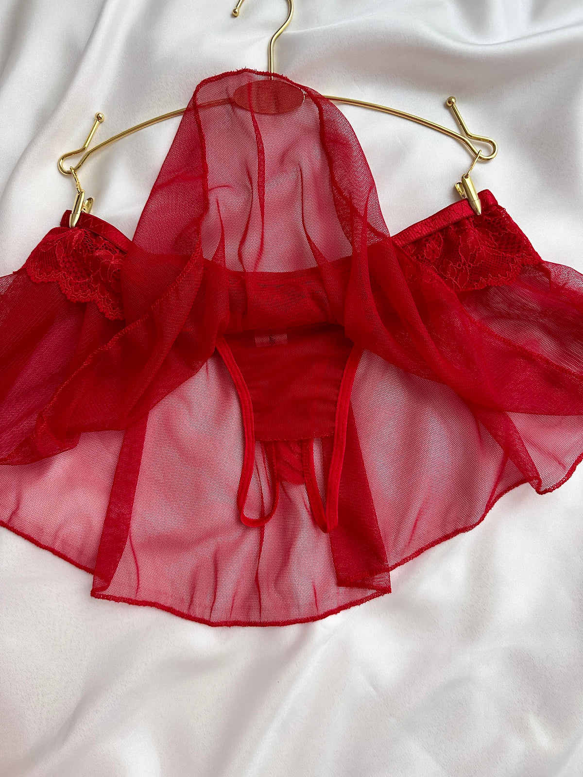 Crotch Open Tulle Skirt Panties