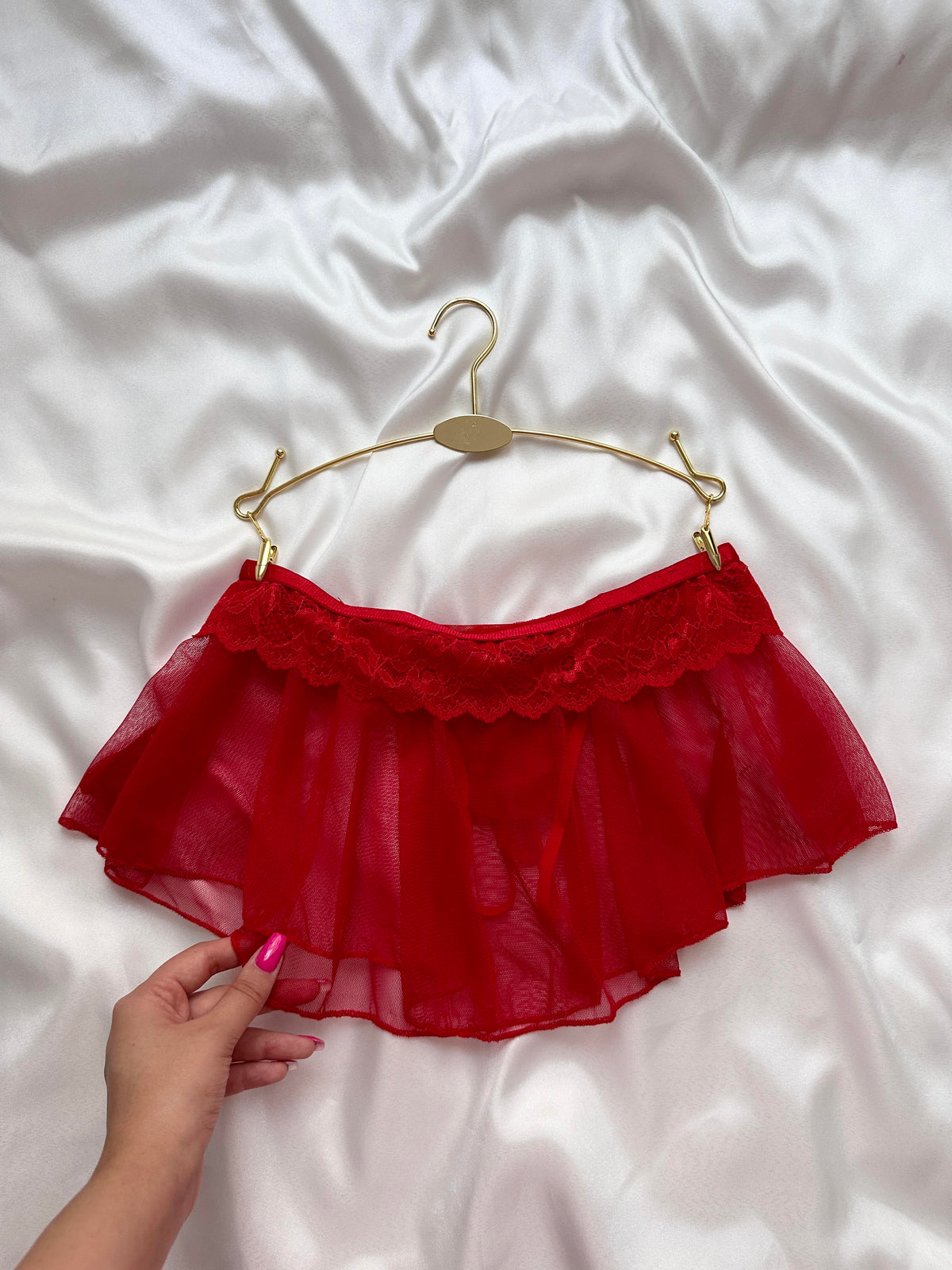 Crotch Open Tulle Skirt Panties