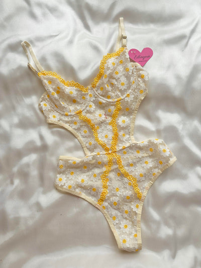 Papatya Desenli Bodysuit