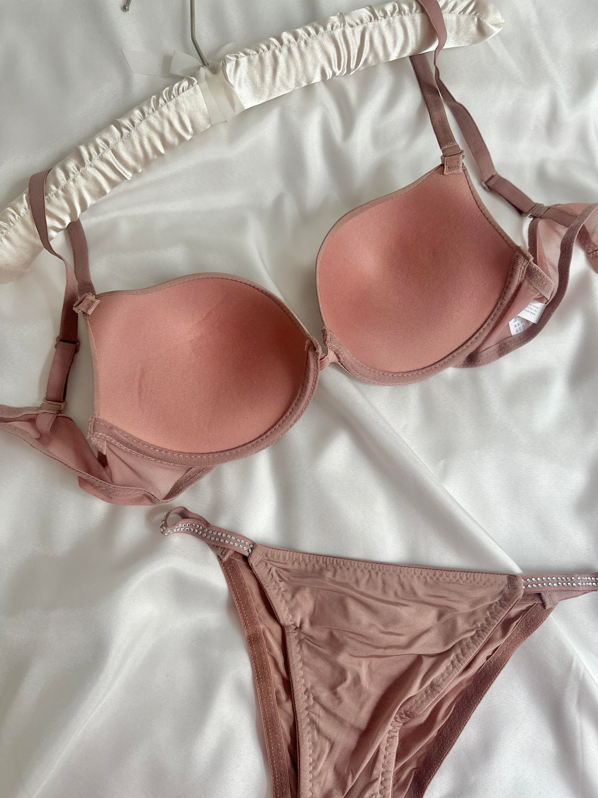 Parıltılı Push Up Vizon Bralet Takımı