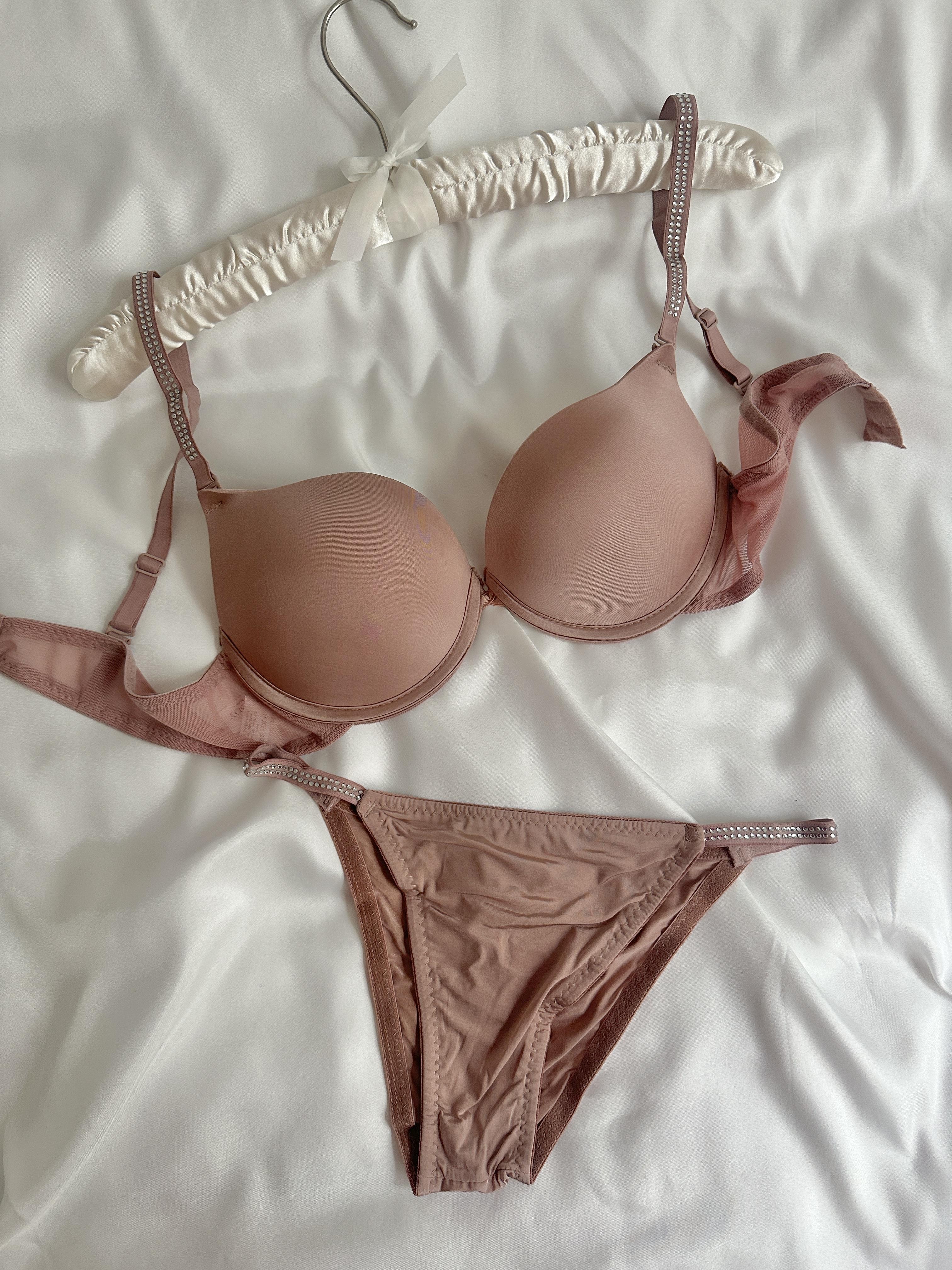 Parıltılı Push Up Vizon Bralet Takımı