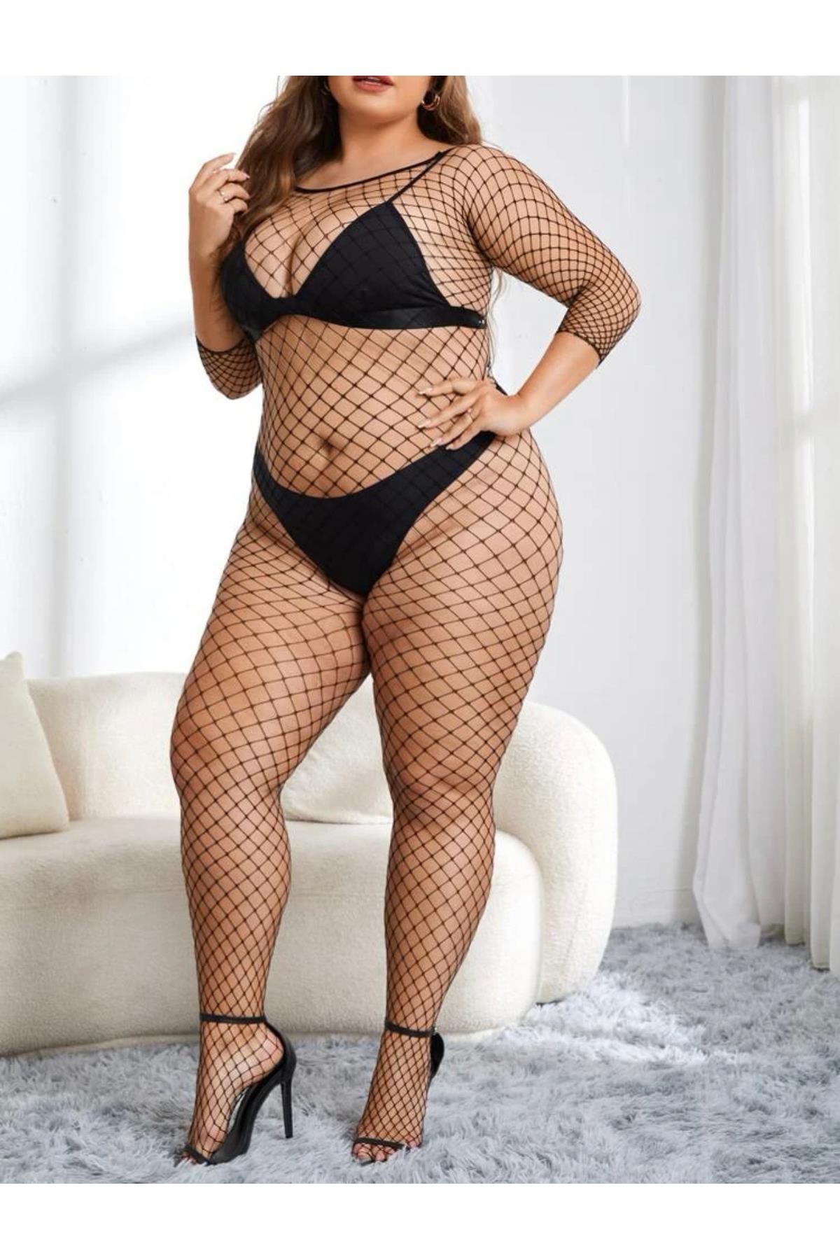 Open Crotch Full Body Mesh Body Stocking