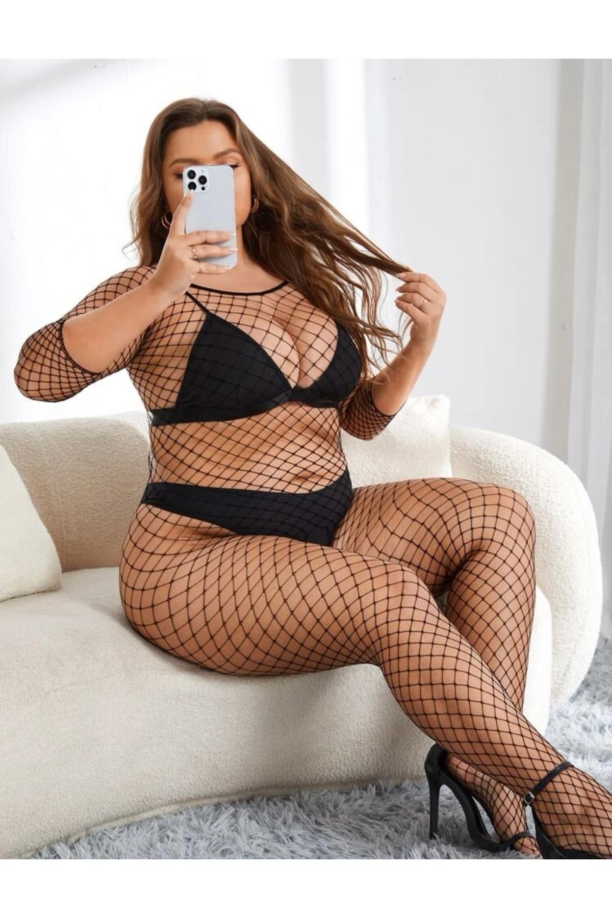 Open Crotch Full Body Mesh Body Stocking