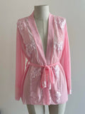 Pink Embroidered Detail Tulle Mini Robe