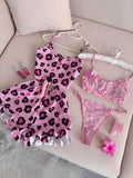 Pembe Leopar Desenli Set