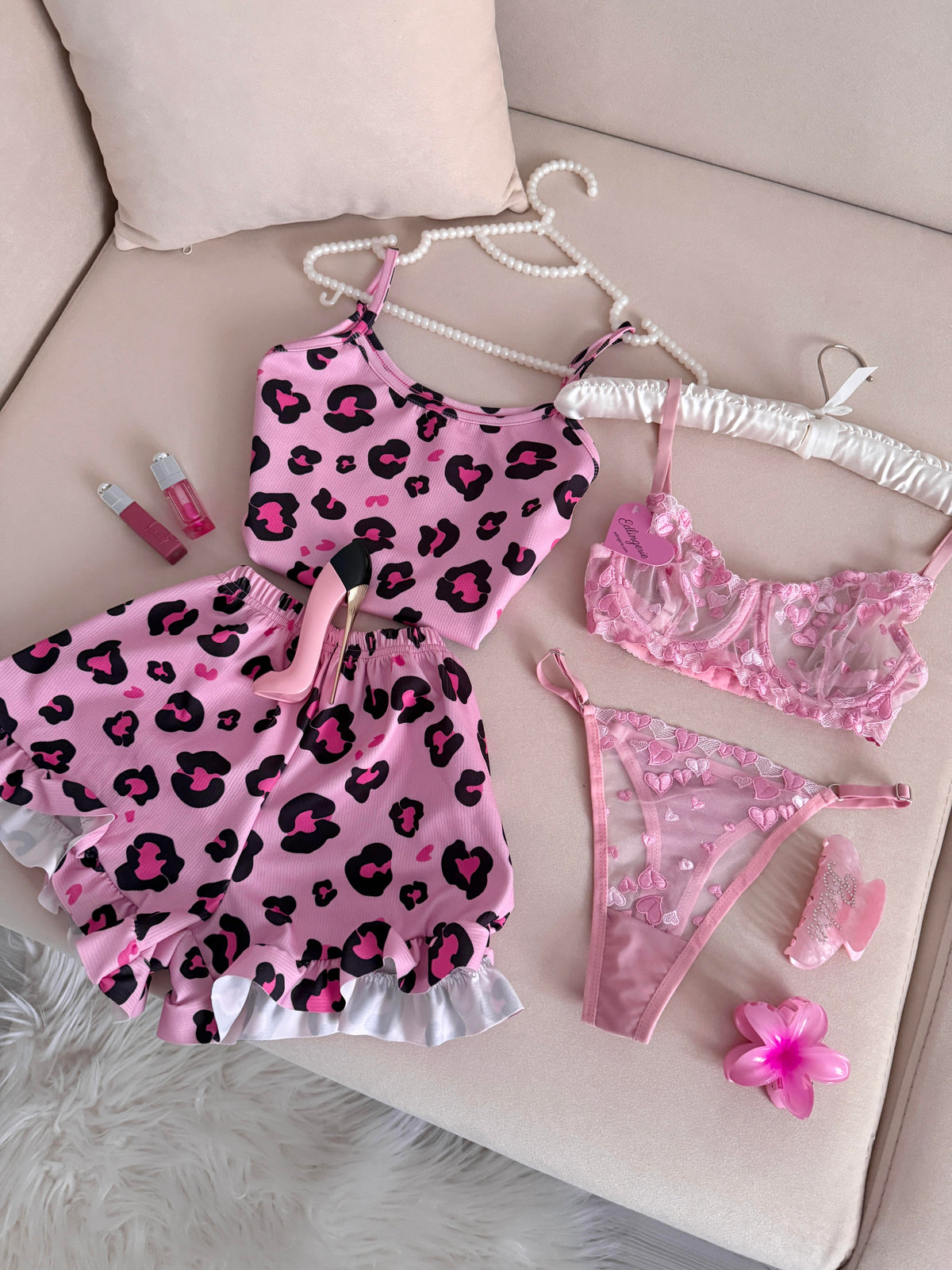 Pink Leopard Print Set