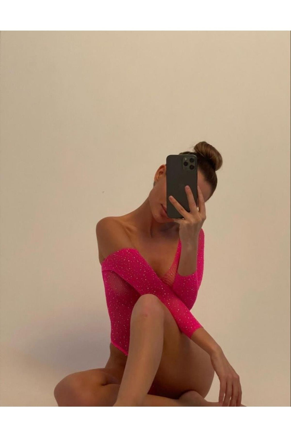 Pink Glitter Mesh Bodysuit