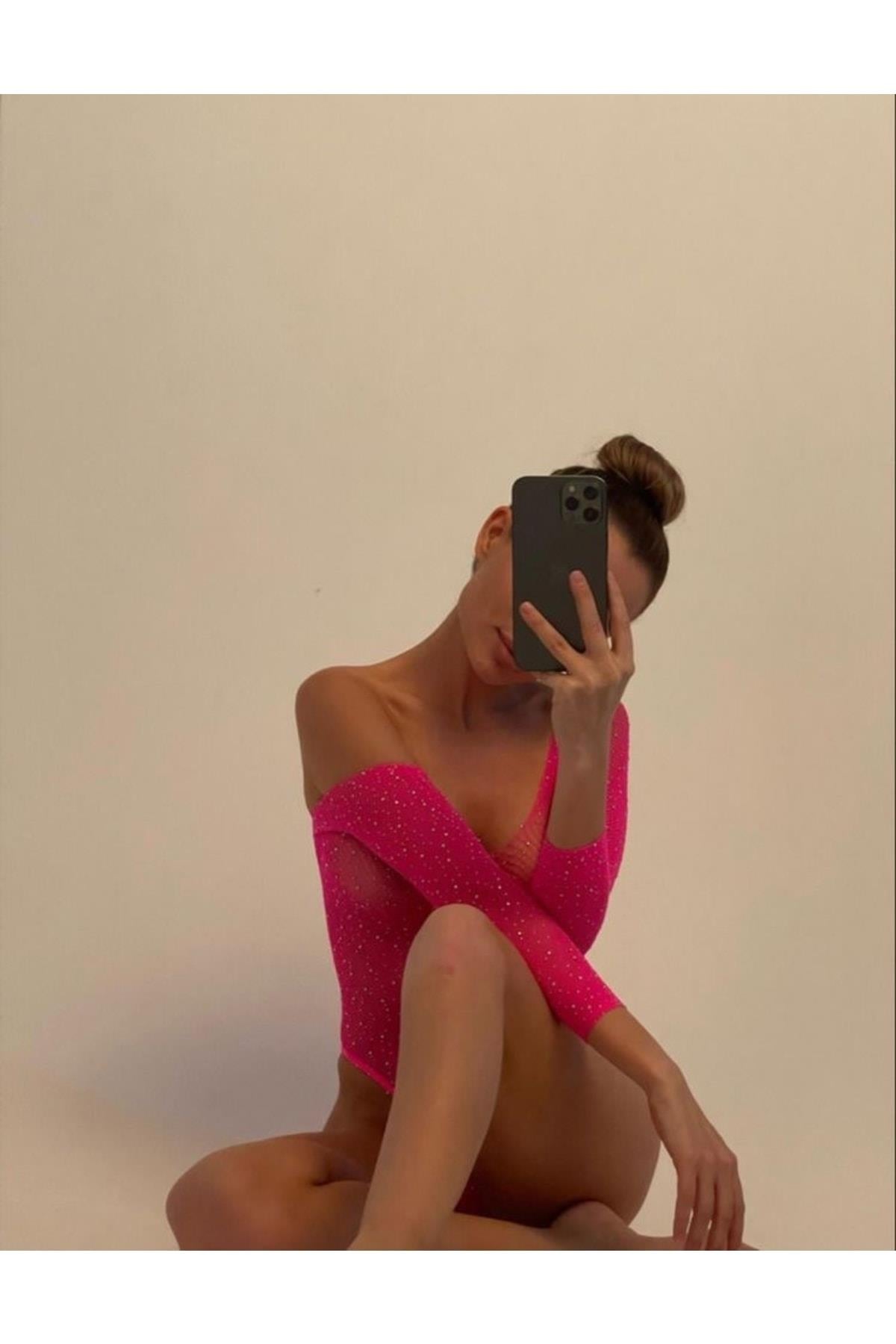 Pink Glitter Mesh Bodysuit