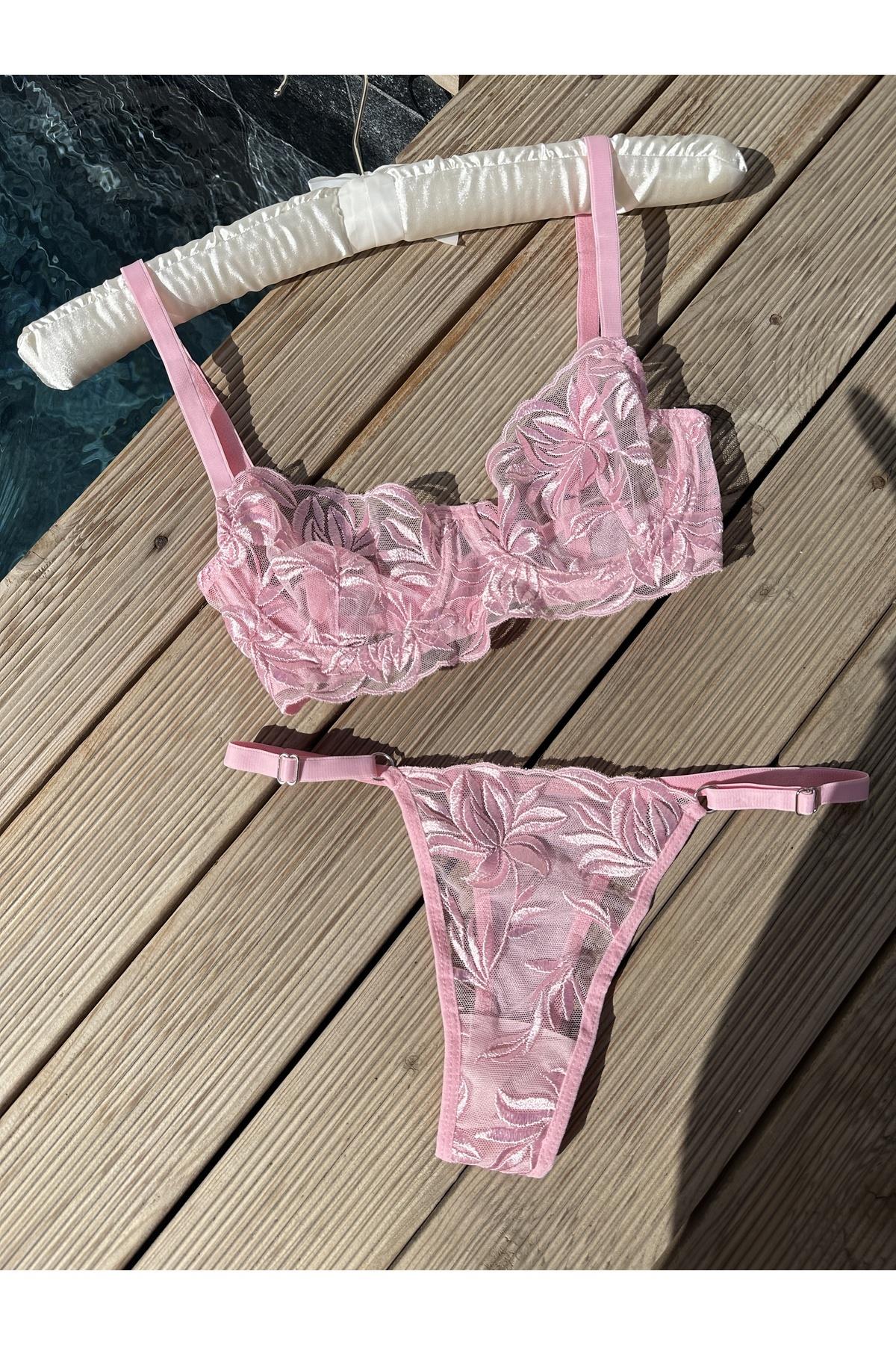 Pudra Desenli Bralet Takımı