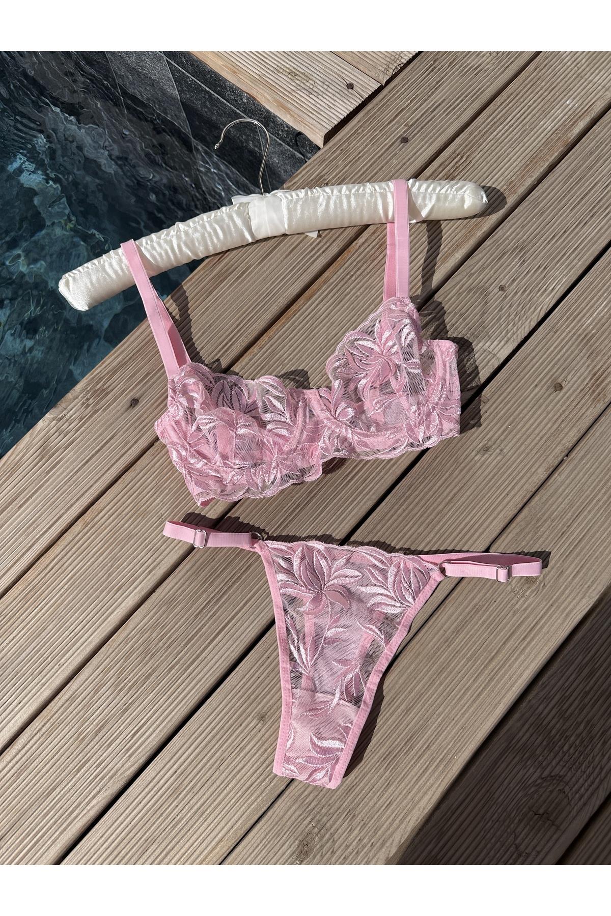 Pudra Desenli Bralet Takımı