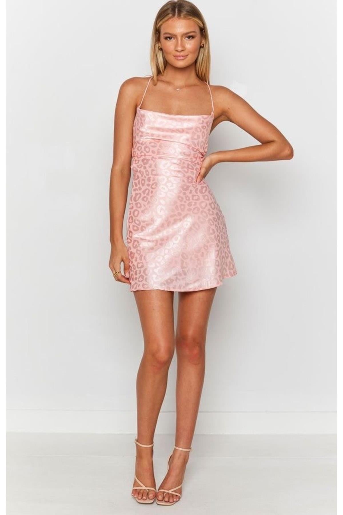 Powder Pink Leopard Print Dress
