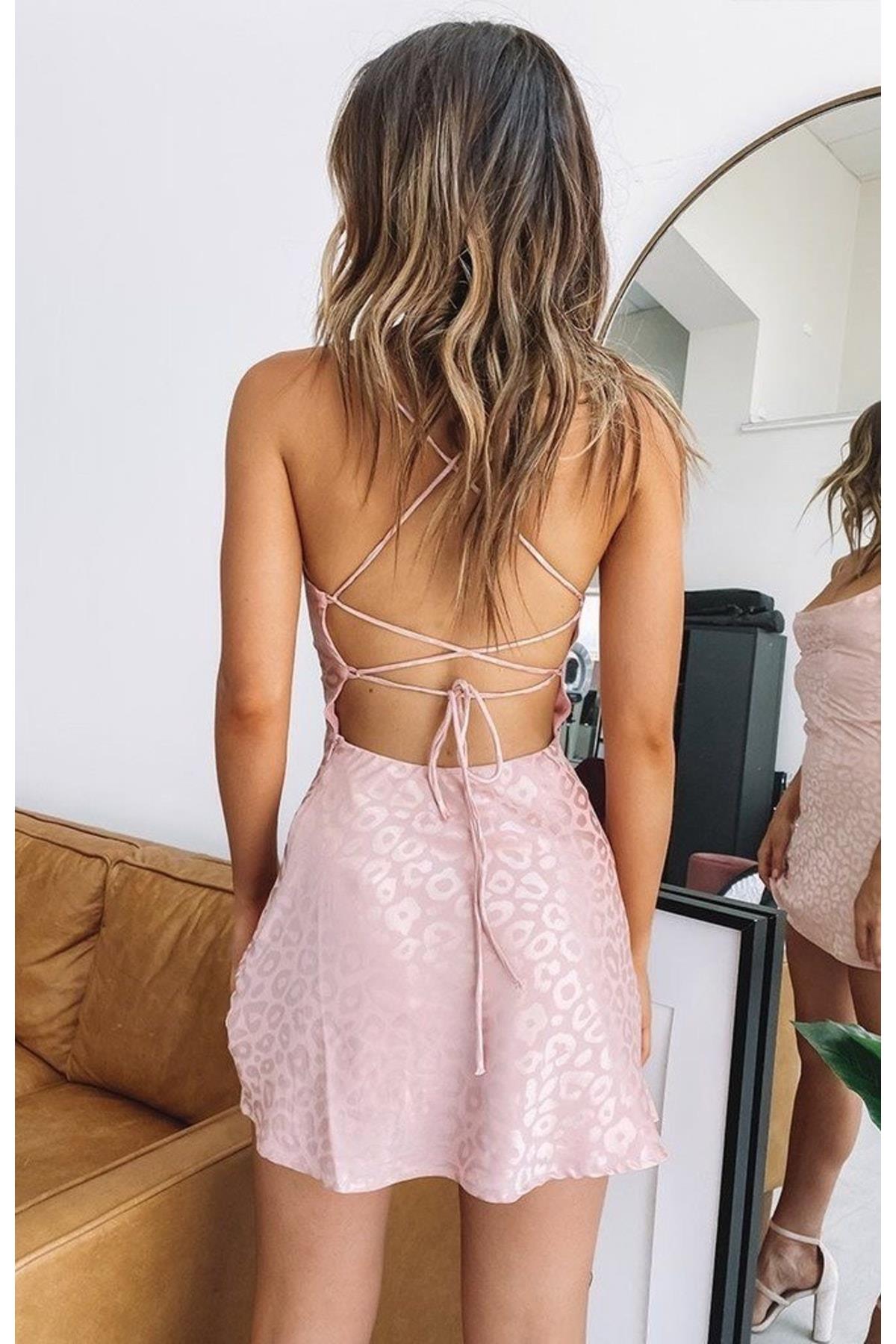 Powder Pink Leopard Print Dress