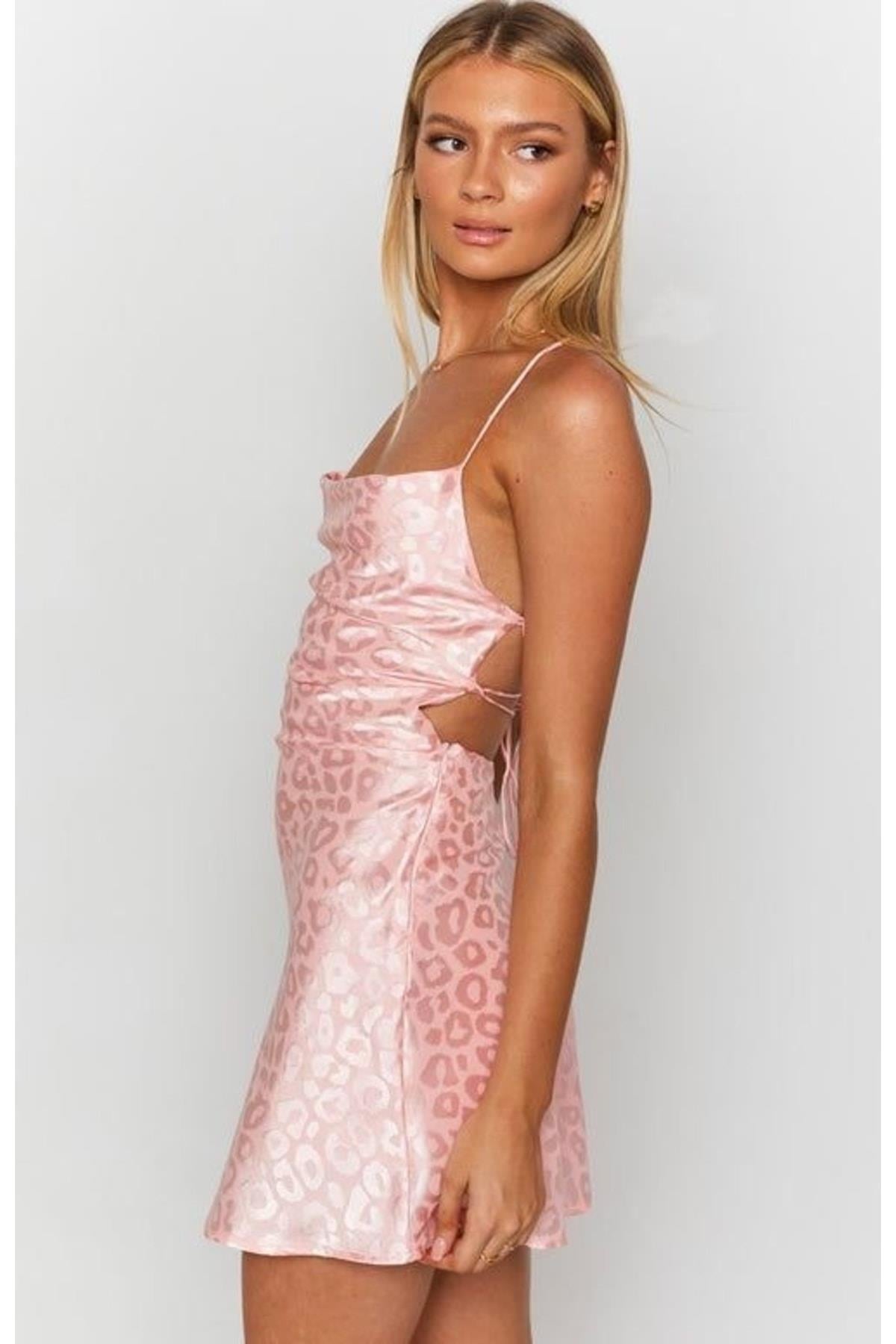 Powder Pink Leopard Print Dress