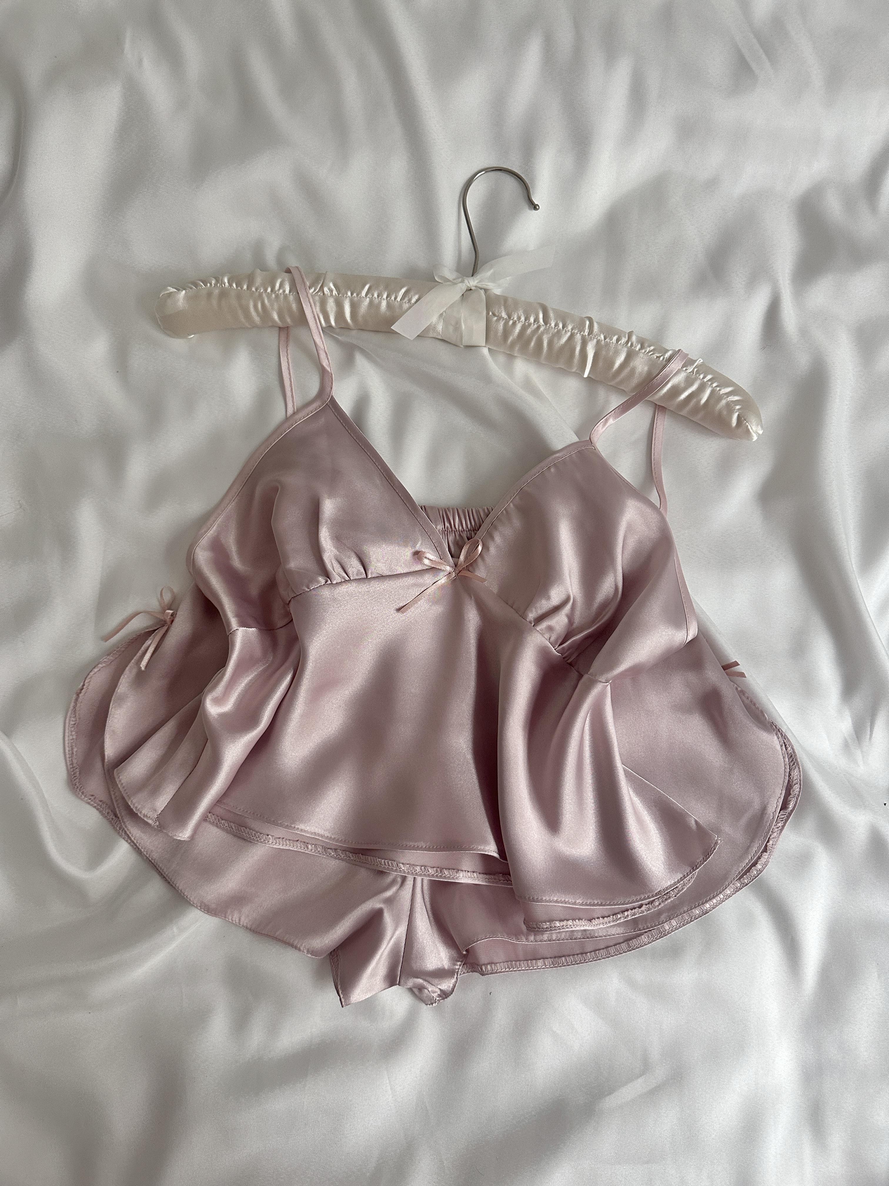 Powder Pink Satin Shorts Set