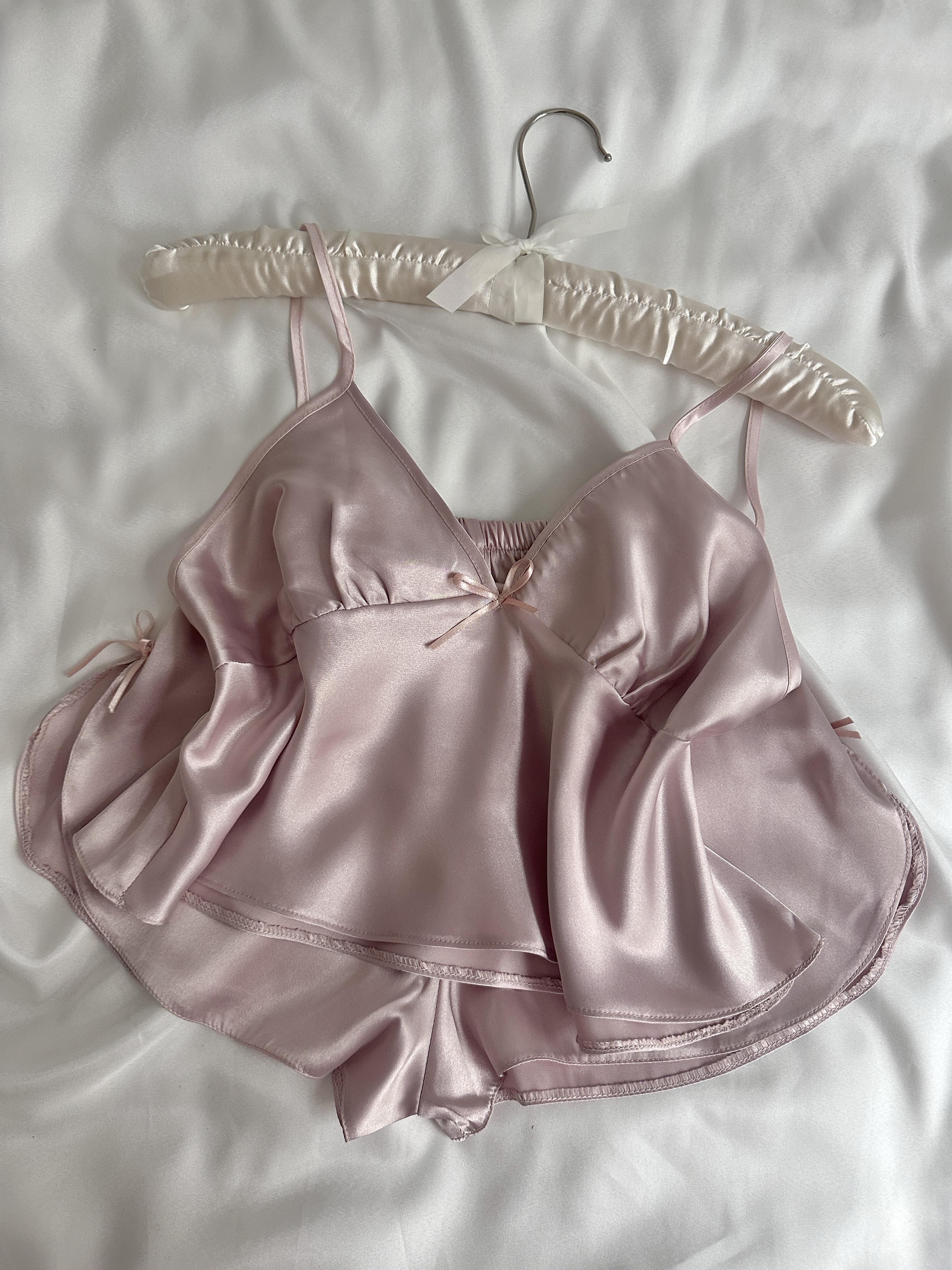 Powder Pink Satin Shorts Set