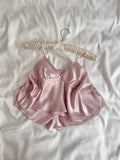 Powder Pink Satin Shorts Set