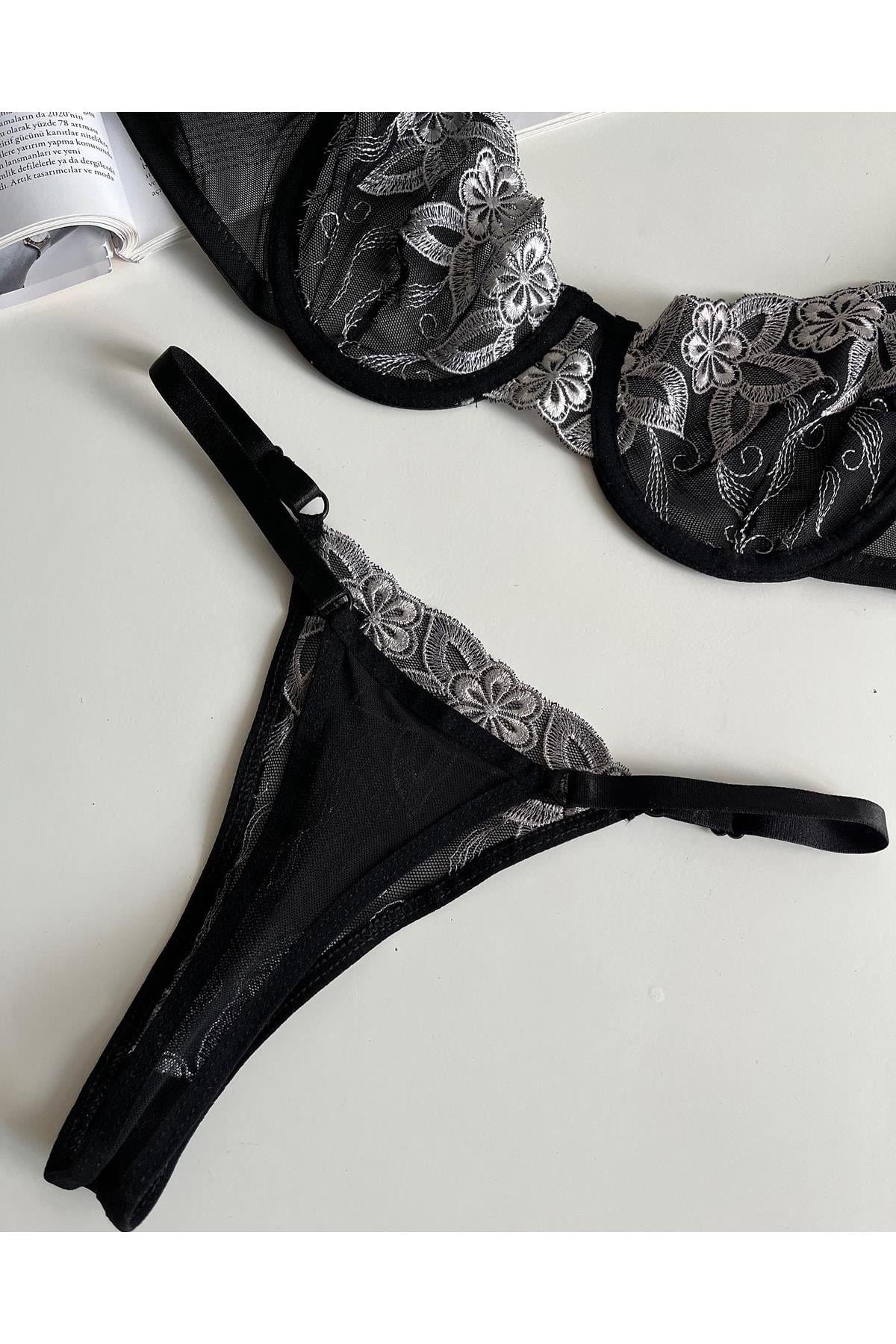Raissa Silver Detail Bralette Set