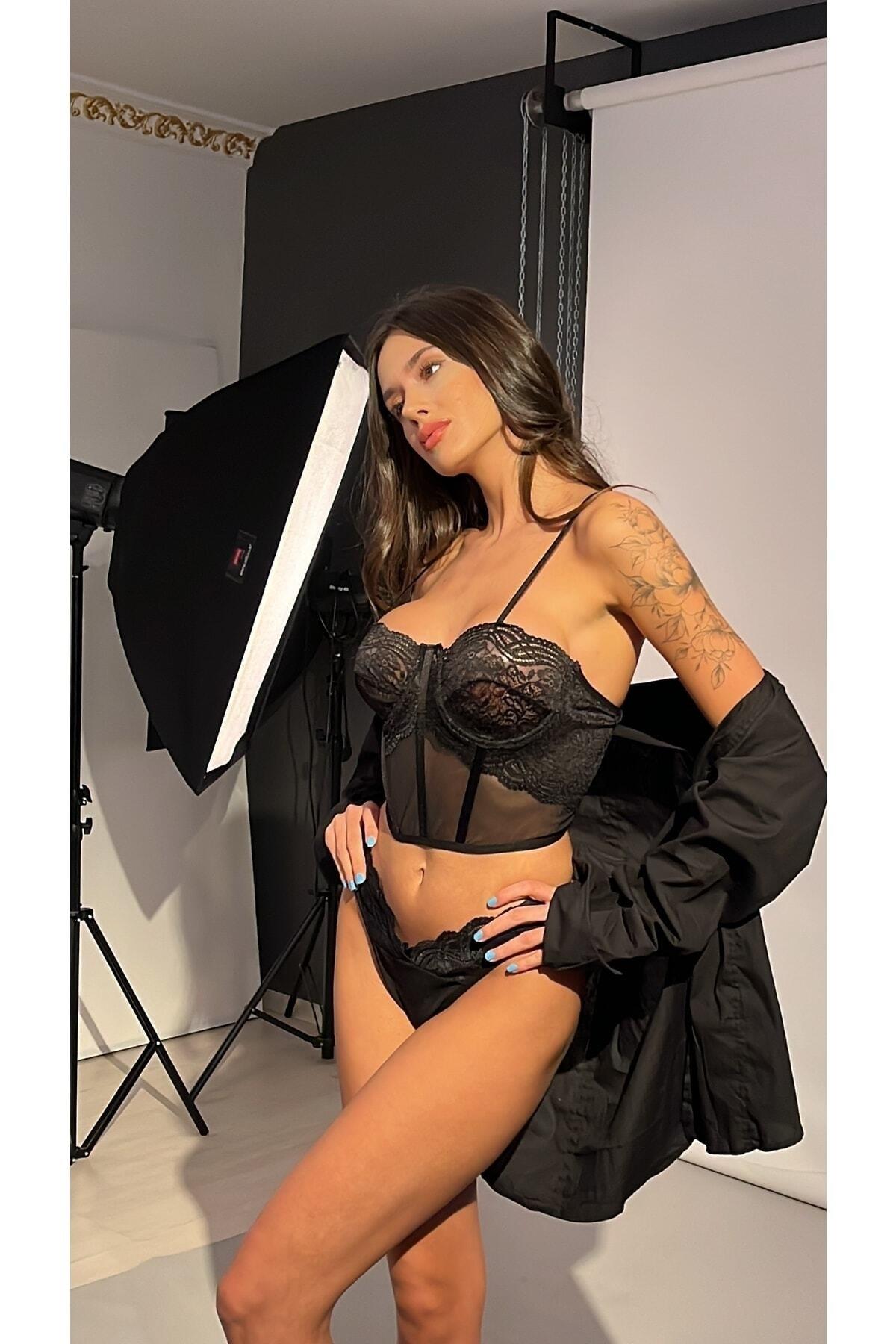 Renata Black Bustier Set