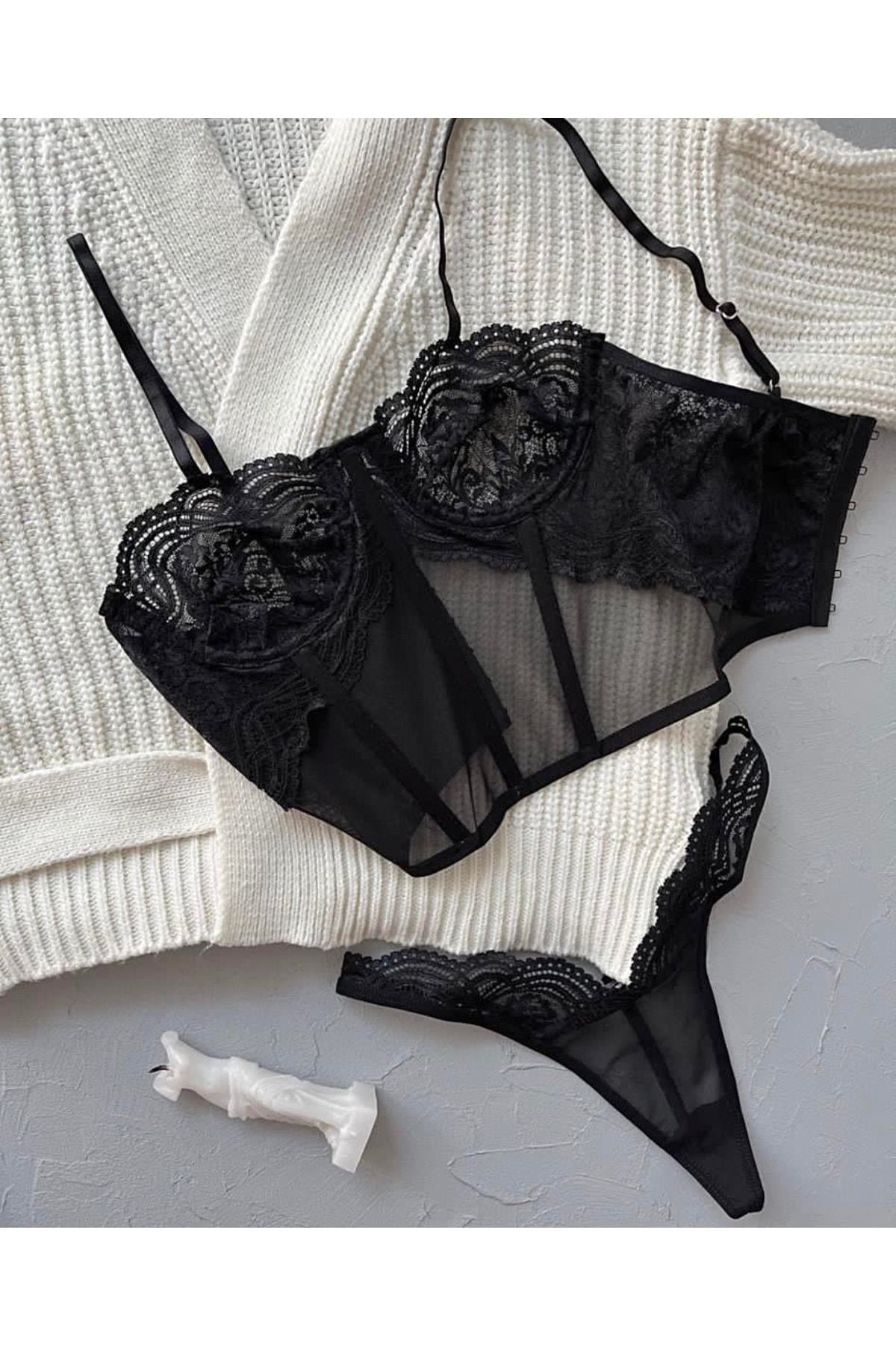 Renata Black Bustier Set