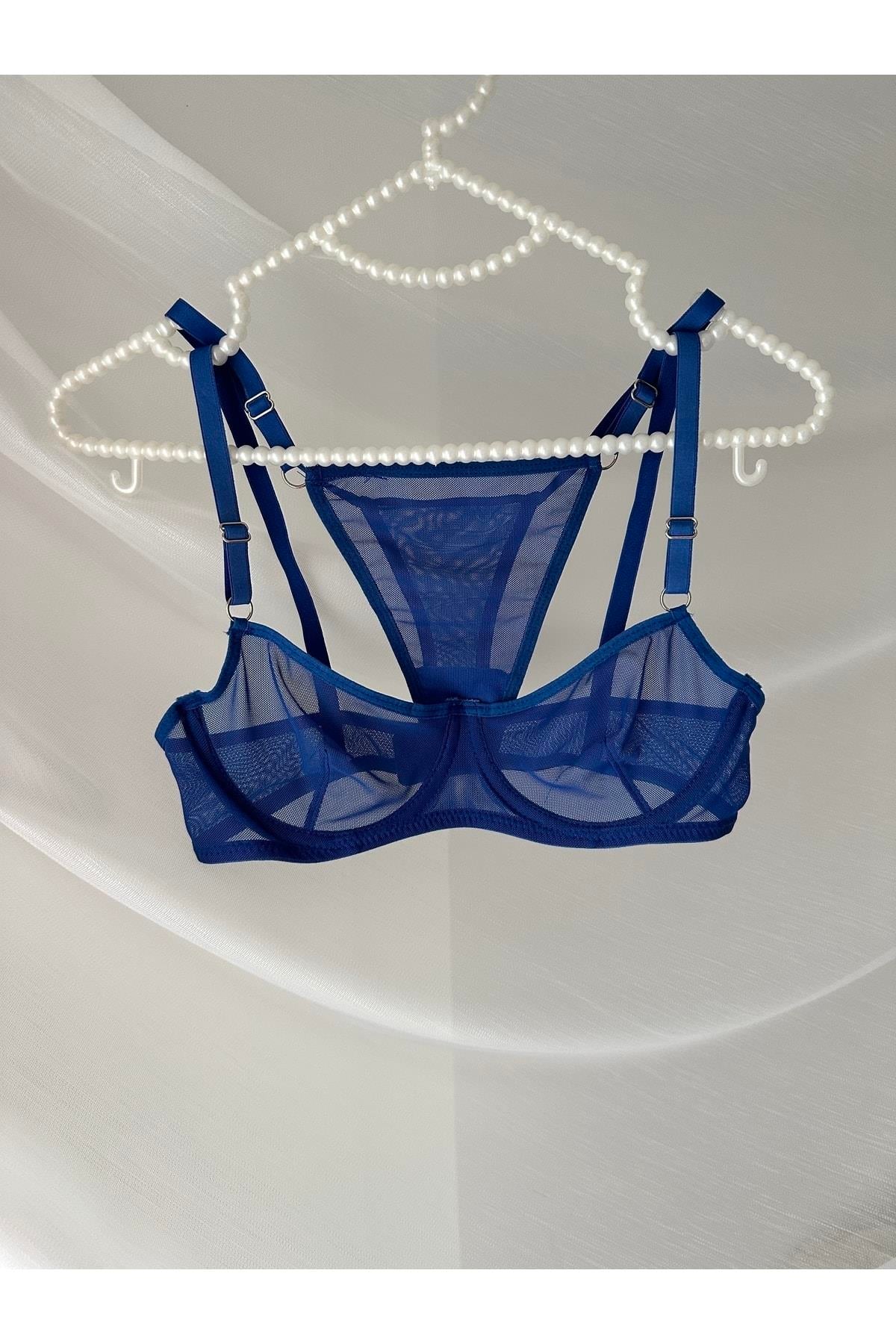 Navy Blue Bralette Set with Leg Accessories