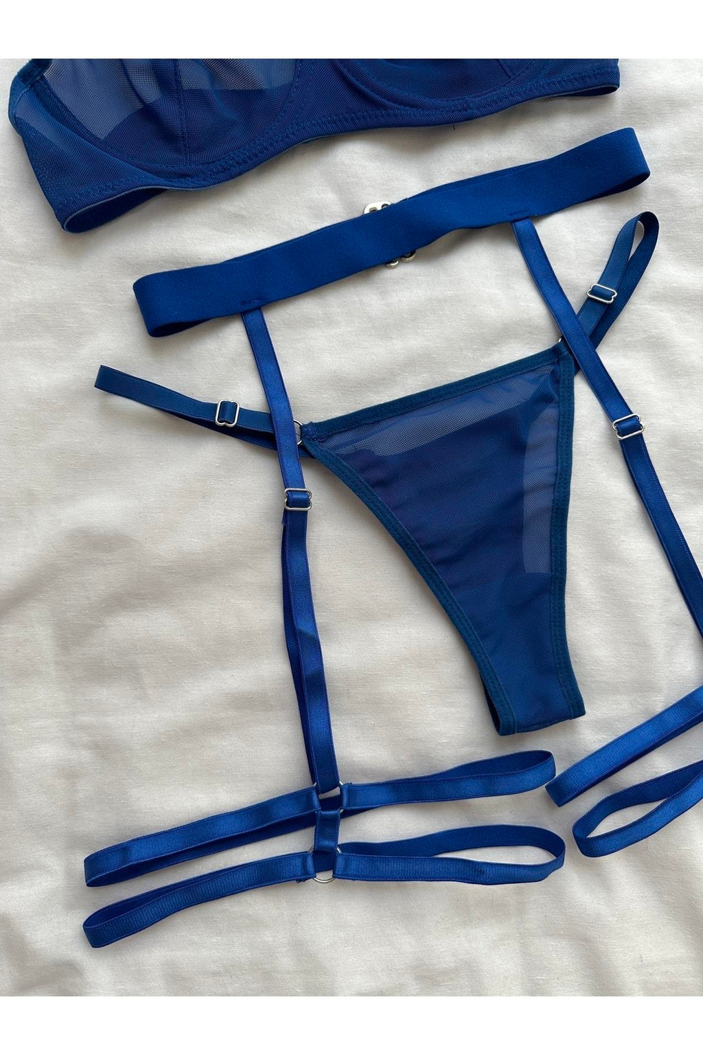 Navy Blue Bralette Set with Leg Accessories