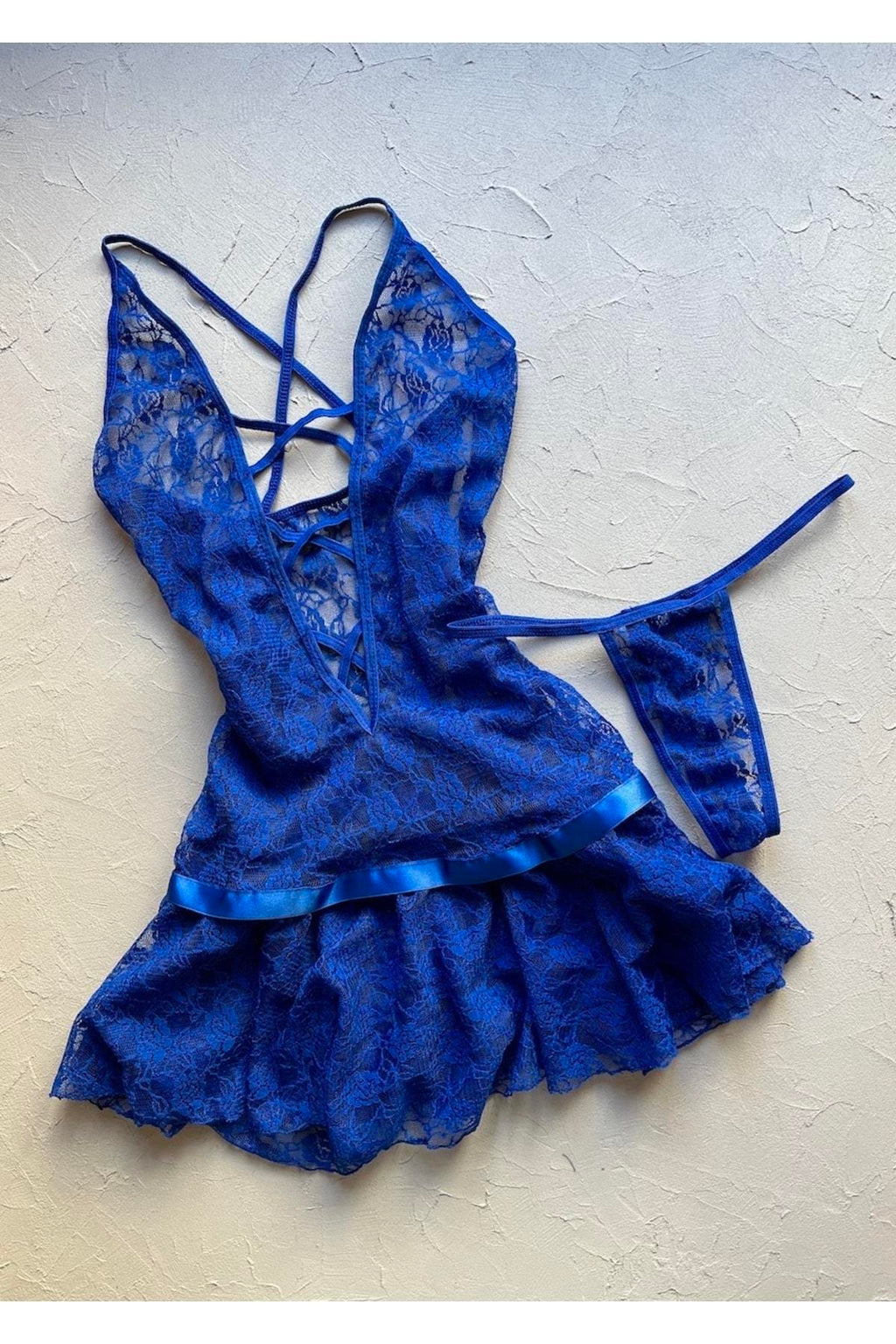 Navy Blue Lace Nightgown