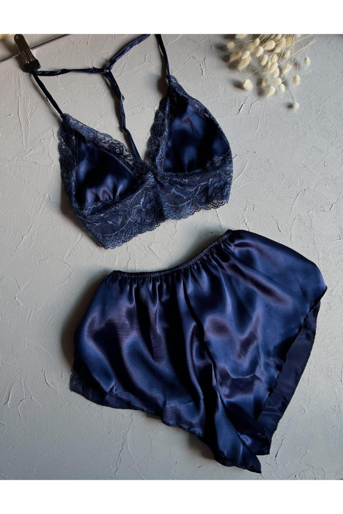 Satin Bralette Shorts Set