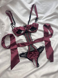 Satin Detail Bodysuit with Open Crotch