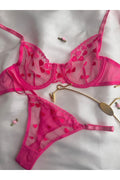 Pink Bralette Set with Heart Pattern