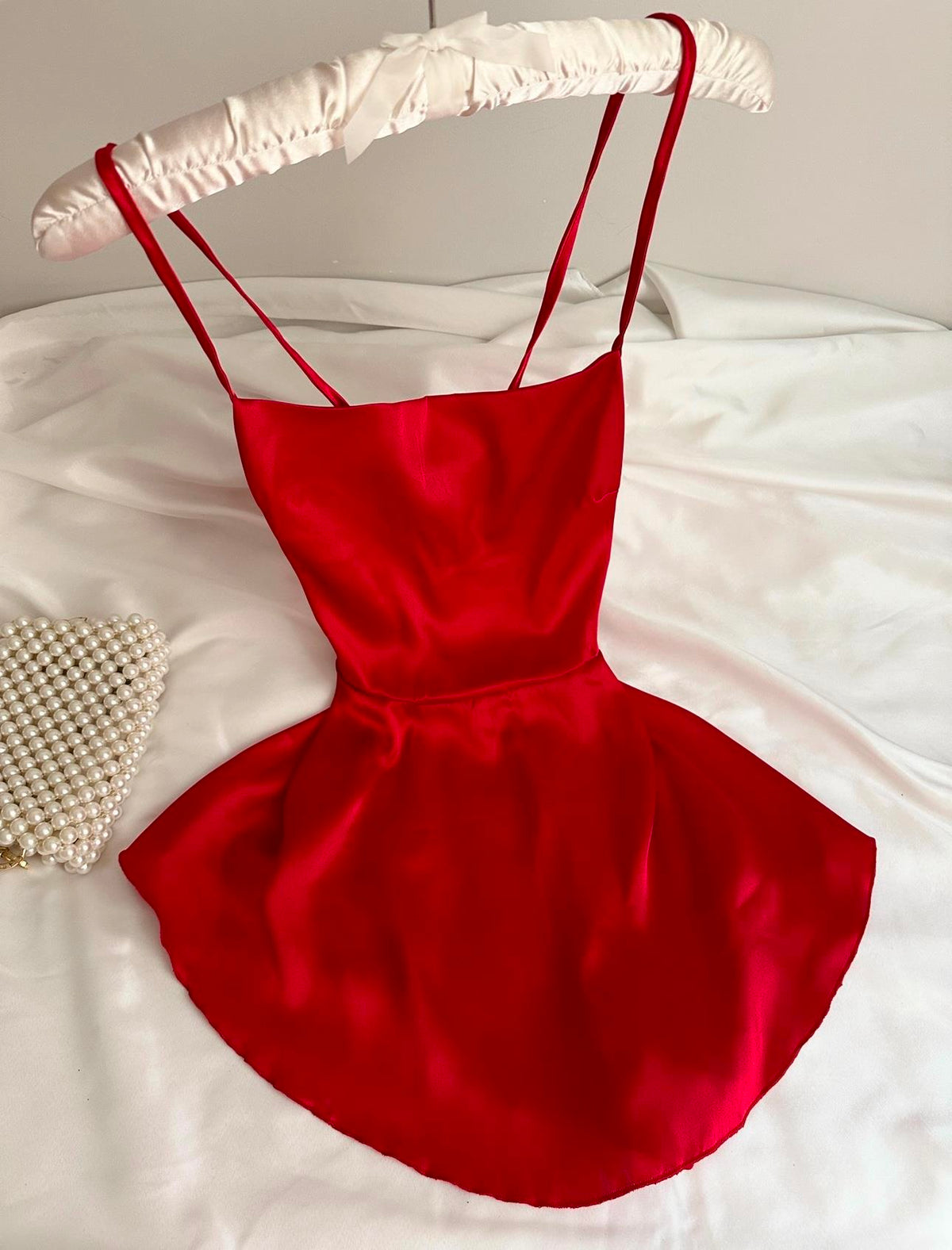 Red Satin Nightgown Set