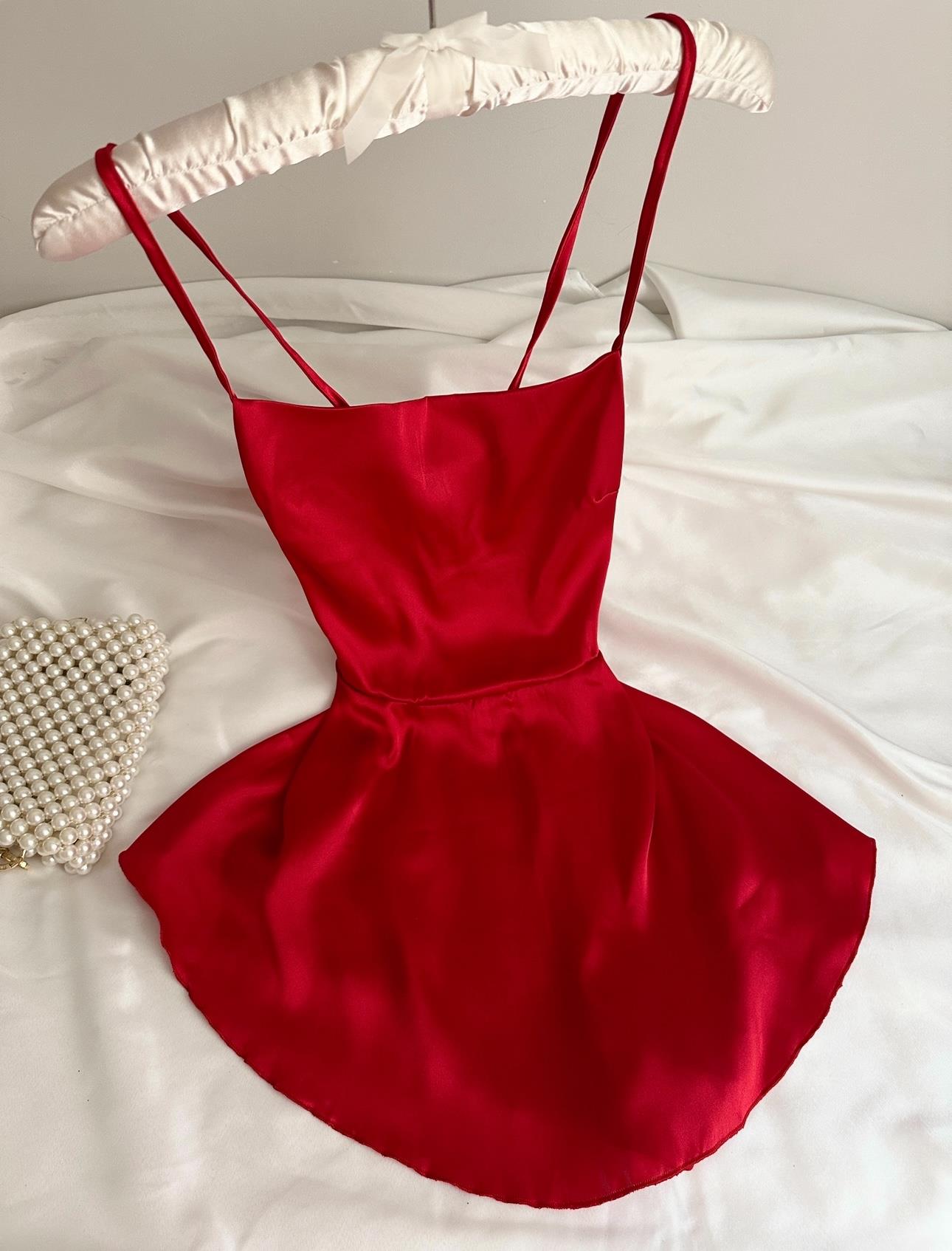 Red Satin Nightgown Set