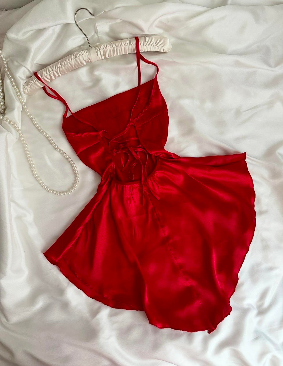 Red Satin Nightgown Set