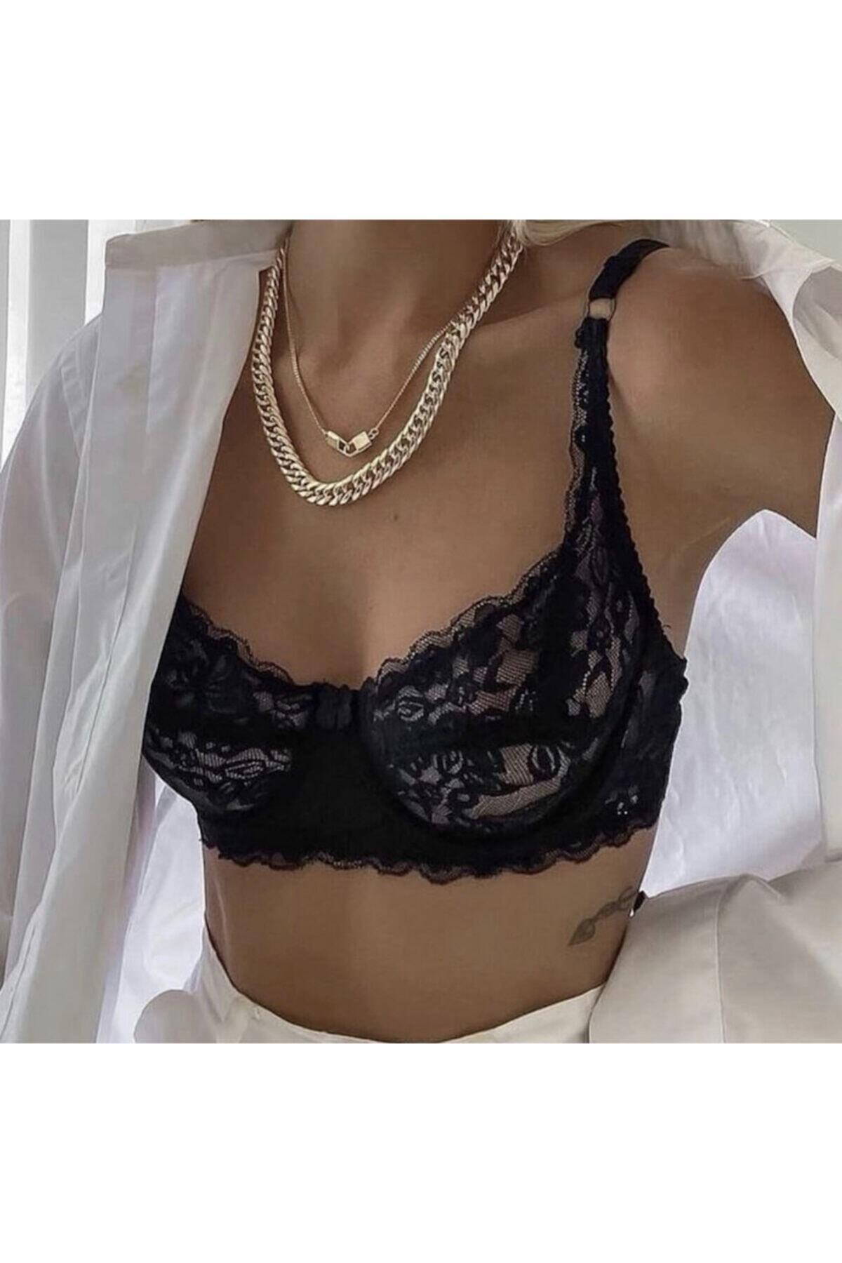 Black Underwired Lace Bra Set