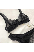 Black Underwired Lace Bra Set