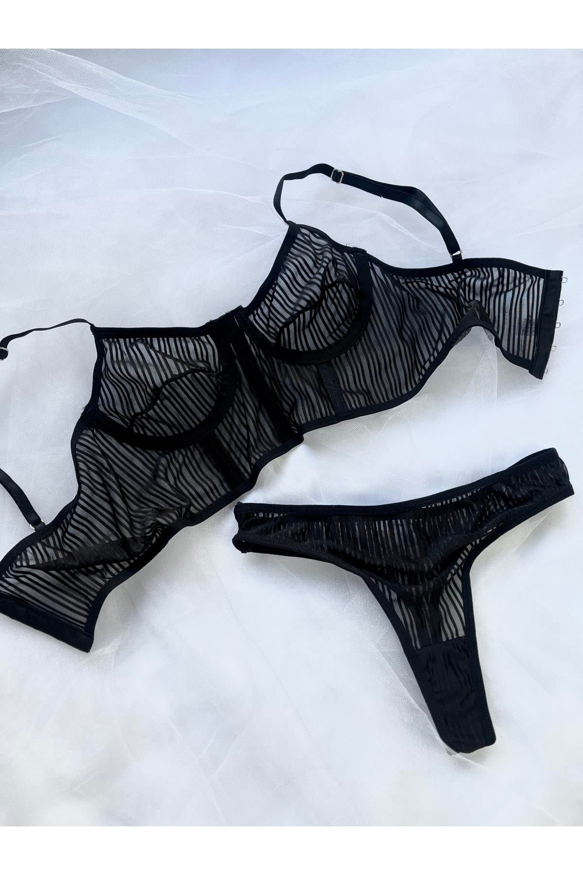 Siyah Çizgili Bralet Takımı