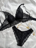 Black Lace Bralette Set