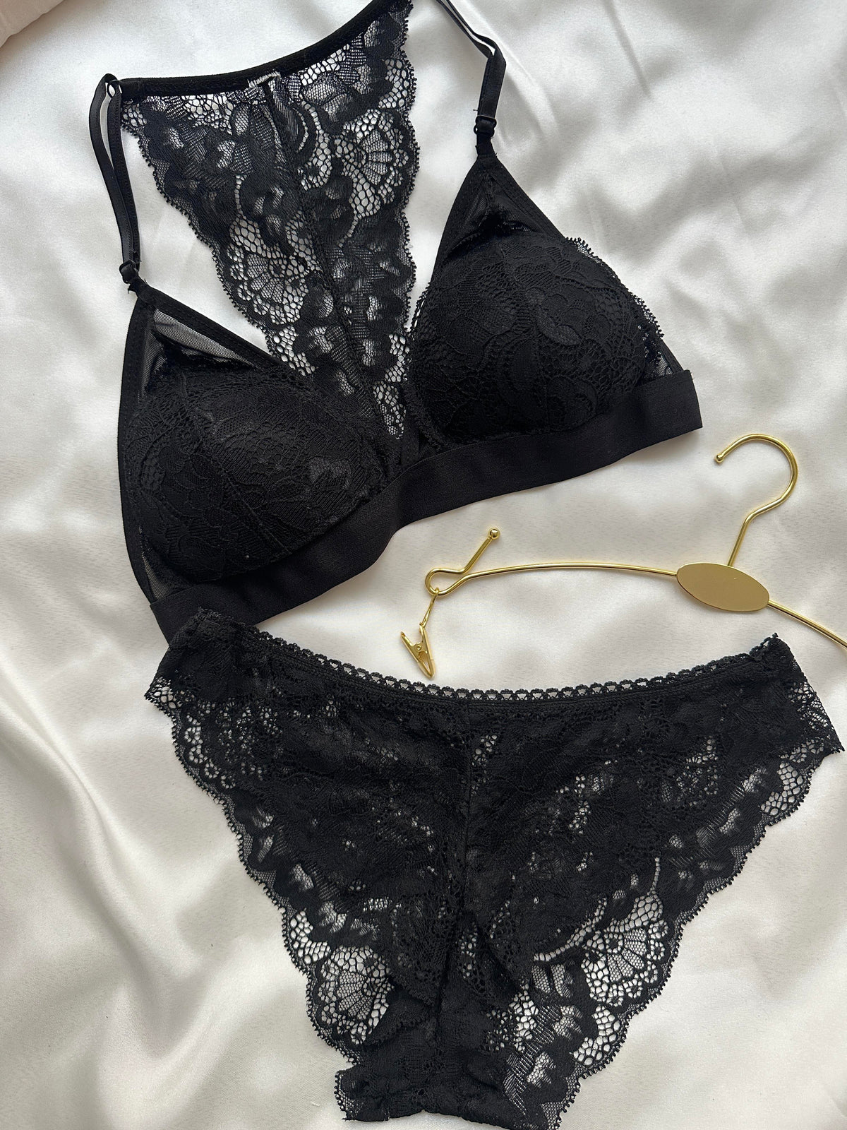 Black Lace Bralette Set