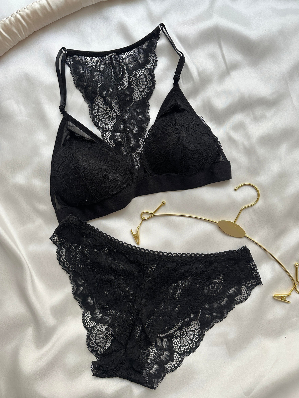 Black Lace Bralette Set