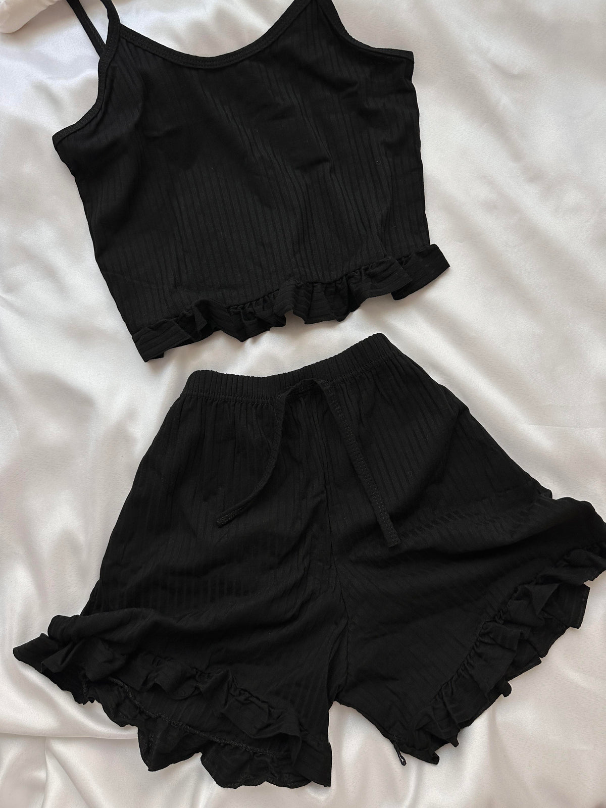 Black Corduroy Shorts Set