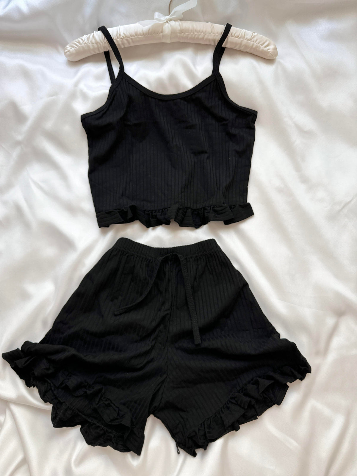 Black Corduroy Shorts Set