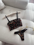Siyah İşleme Detaylı Brode Bralet Takımı