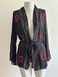 Black and Red Lace Detail Robe